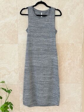 Fabletics Gray Tank Dress Open Back Athletic Sleeveless Midi Athleisure EUC